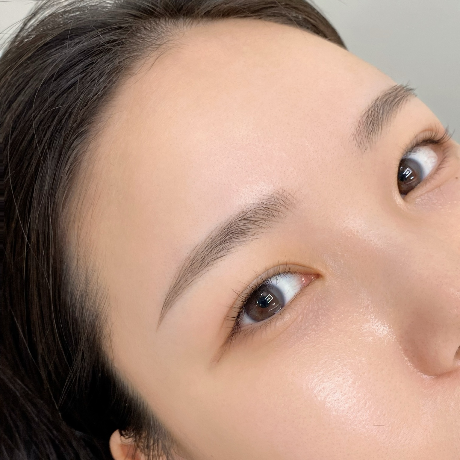 Close view of CLEO eyebrow work